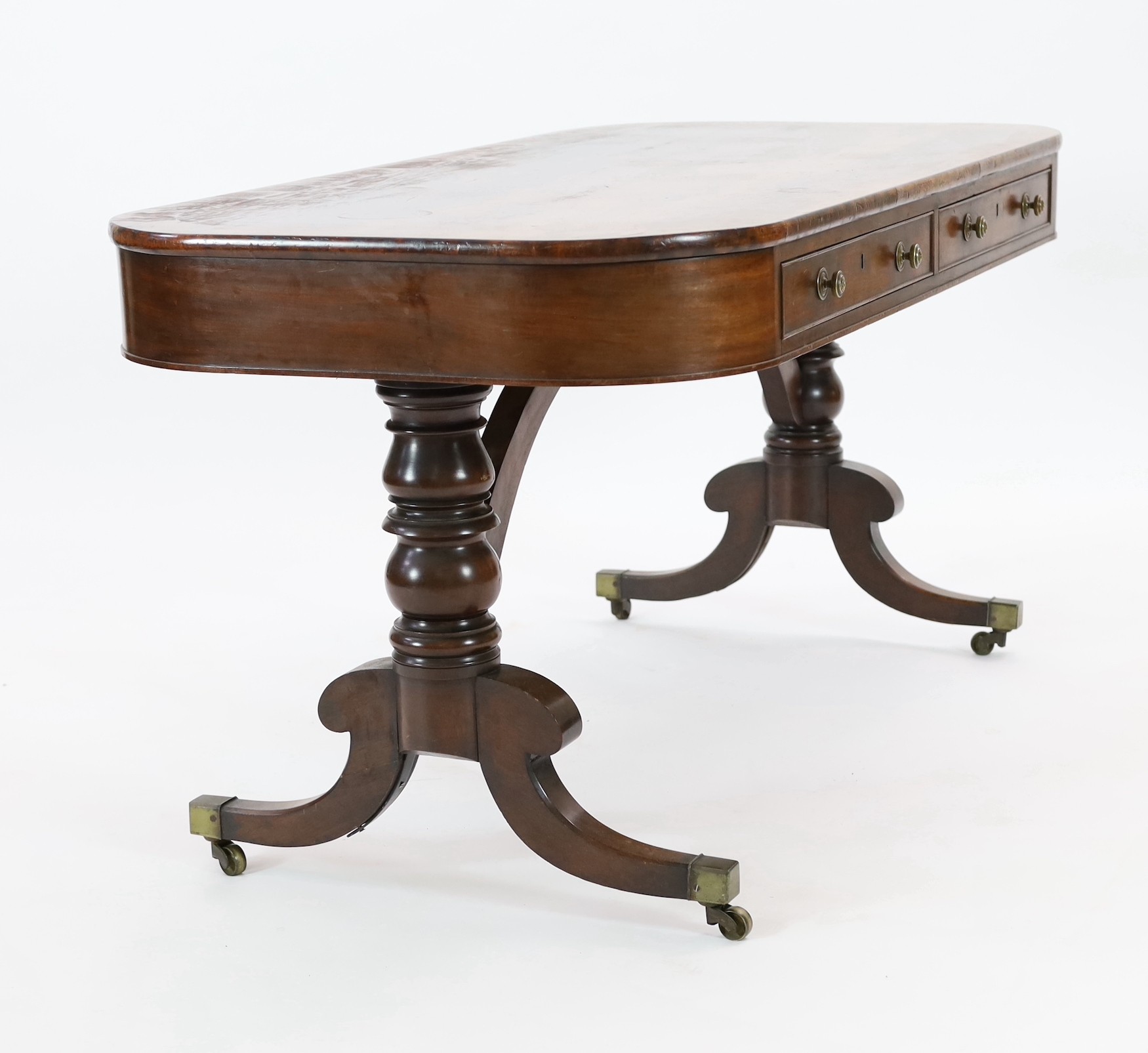 A Regency mahogany library table, W.152cm D.76cm H.75cm